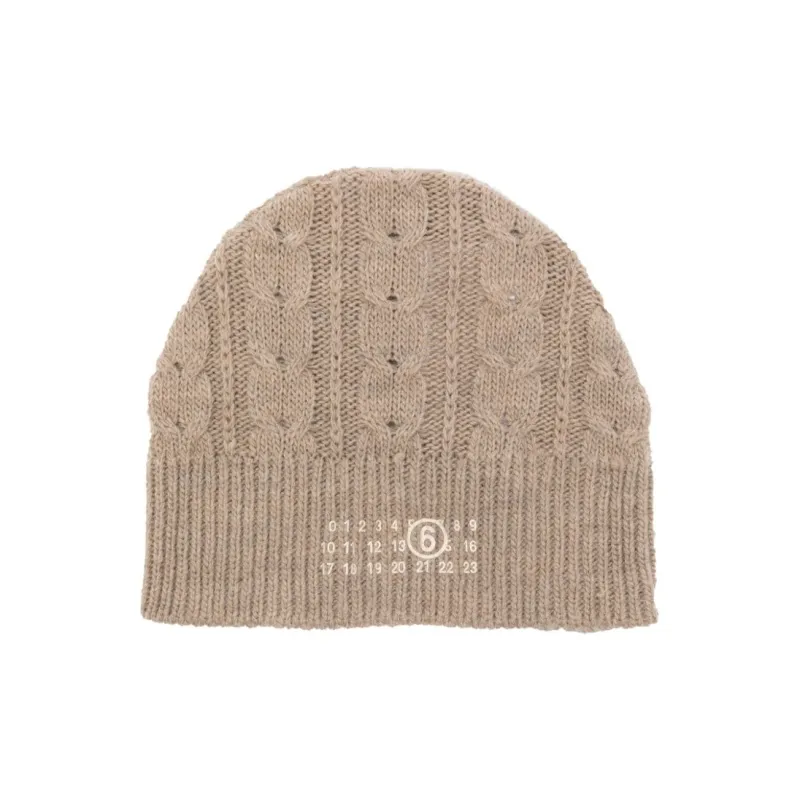 MM6 Maison Margiela Logo-print Cable-knit Beanie-0