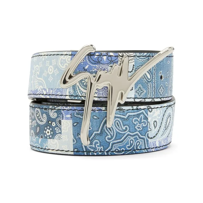 Giuseppe Zanotti Paisley-print Logo-plaque Belt-0