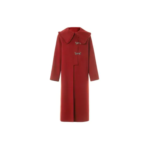 MAXRIENY Coats Women's Burgundy