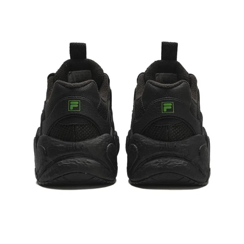 FILA Croissant Cushioned Slip Resistant Low Top Chunky Sneakers Men's Black Fleece Lined-5