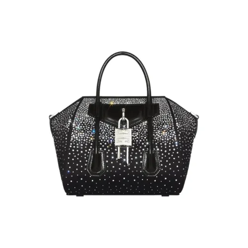 GIVENCHY Antigona Lock Rhinestone Satin Shoulder Bag Crossbody Bag Handbag Mini Women's Black