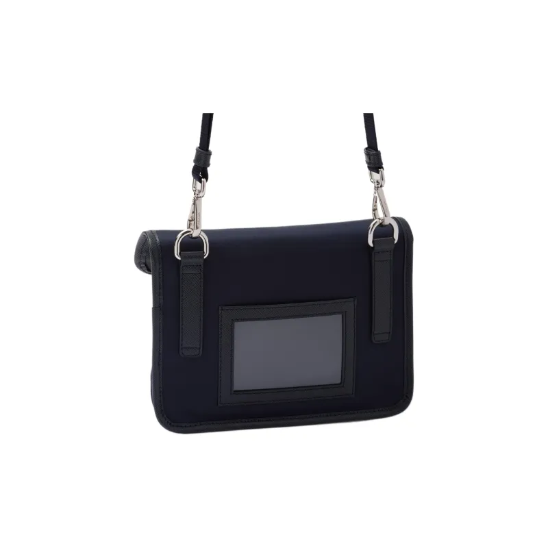 PRADA Re Nylon Recycled Nylon And Saffiano Leather Cell Phone Pouch Men's Blue-3