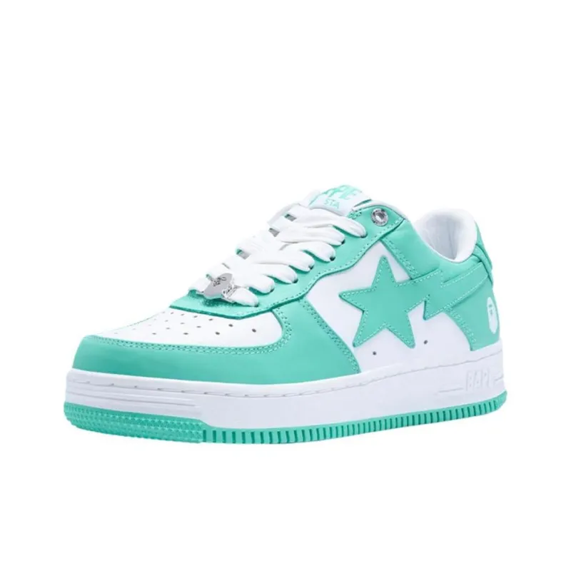 A BATHING APE Bape STA Stylish Skateboarding Shoes Women's Green-1