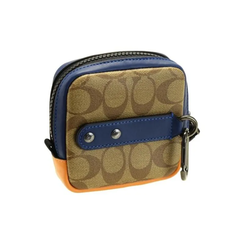 COACH Canvas Camera Bag Coin Purse, Clutch Men's Khaki Brown Multicolor-3