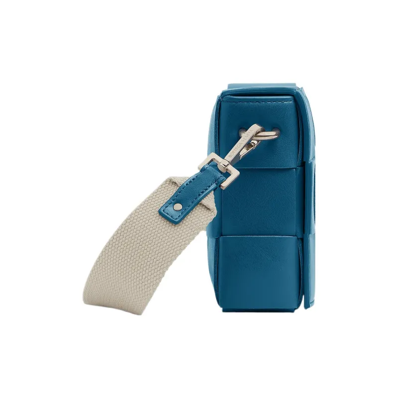Bottega Veneta CASSETTE Cow Leather Shoulder Bag, Crossbody Bag Medium Size Men's Deep Sea Blue & Natural-1
