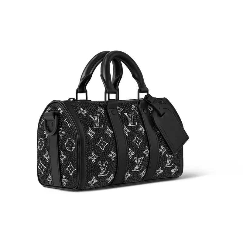 LOUIS VUITTON Keepall Cow Leather Travel Bag, Shoulder Bag, Crossbody Bag, Handbag Men's Black-1