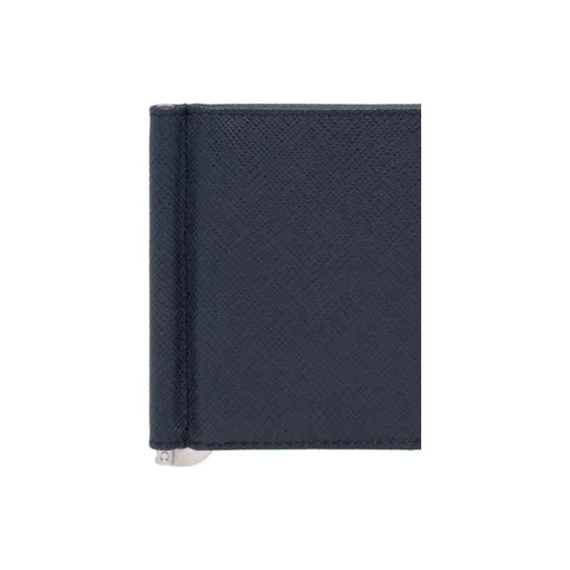 PRADA Cow Leather Card Holder Unisex Marine Blue-5