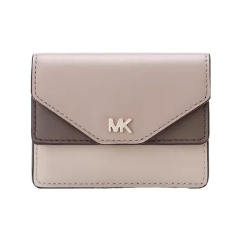 MICHAEL KORS Split Cow Leather Card Holder Women's Oat White & Camel Brown & Mushroom Brown