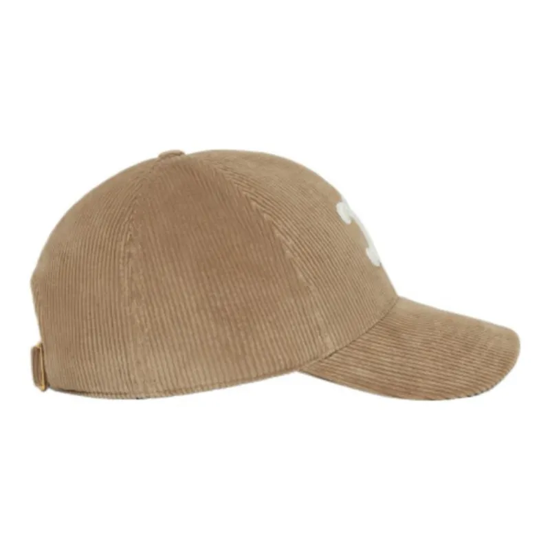 CELINE Cashmere Corduroy Baseball Caps Women's Brown-2