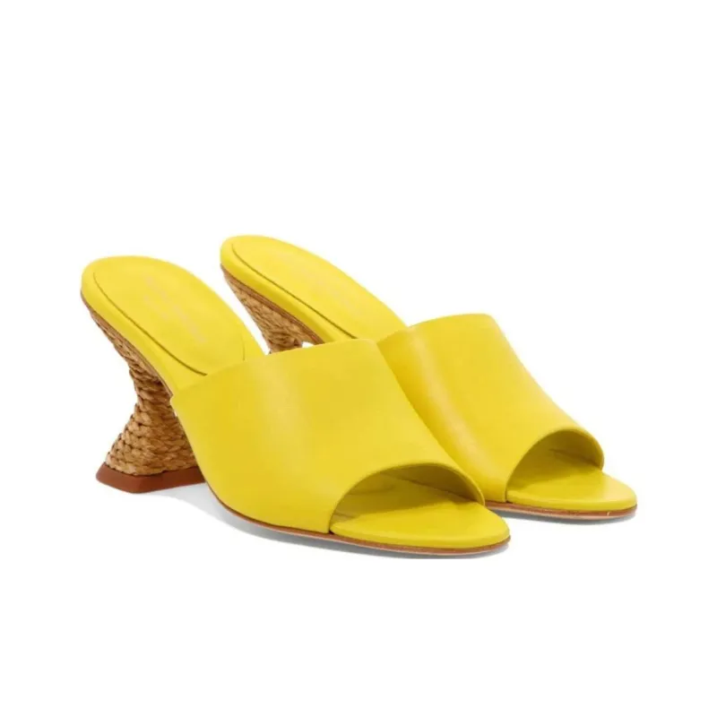 Paloma Barceló Raffia Sculpted Heels Sandals-2
