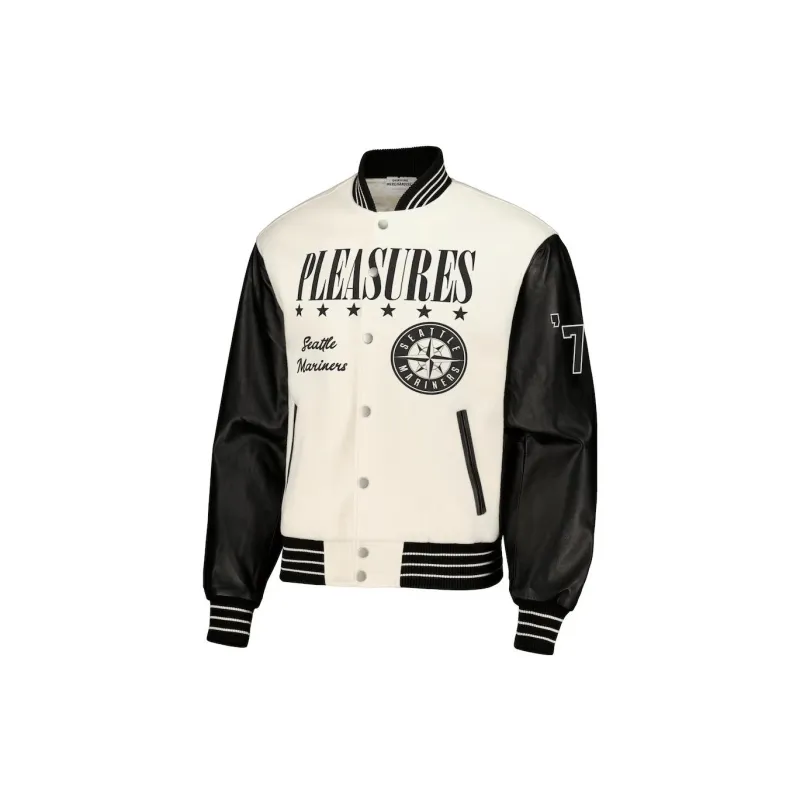 MLB x PLEASURES FW23 Baseball Jacket Men's White-1