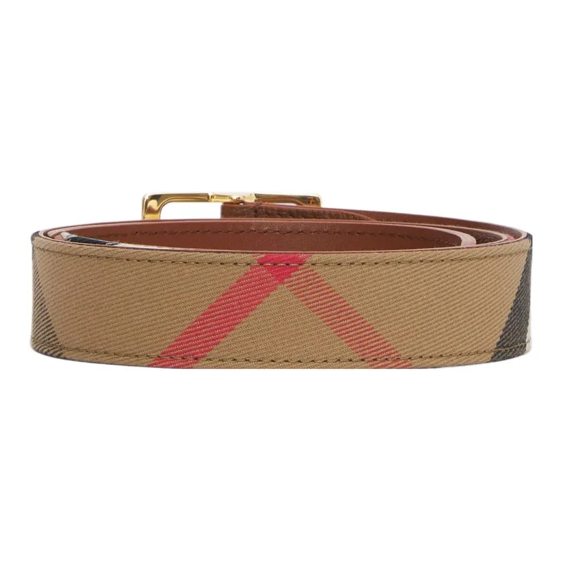 Burberry Logo Identification Leather Belts Women's Brown Width 3CM-2