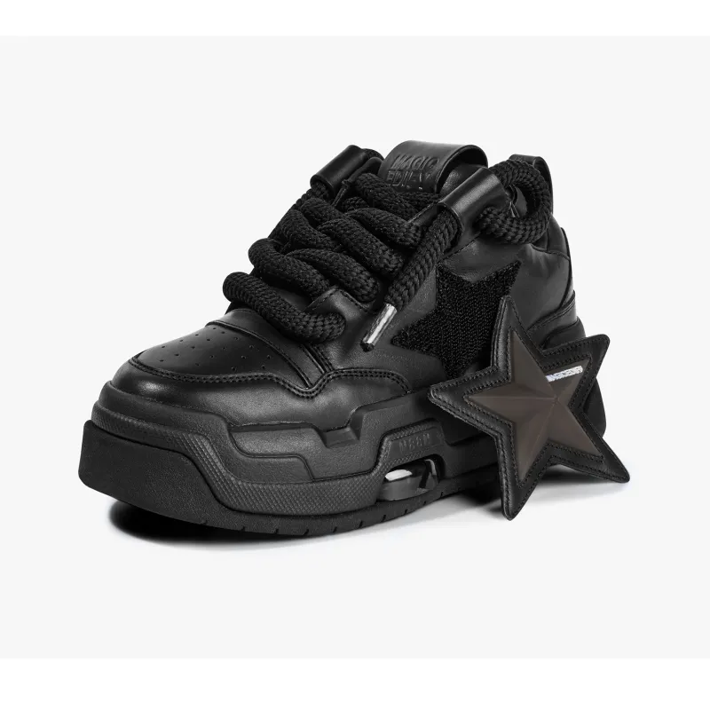 M88M Anti Slip Wear Resistant Mid Top Skateboard Shoes Unisex Night Black-0