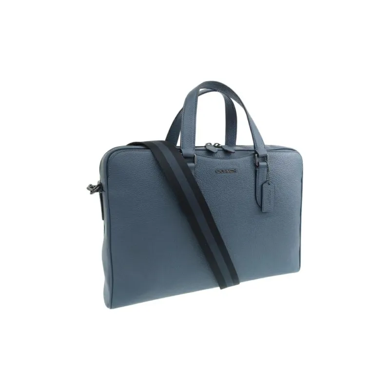 COACH Leather Crossbody Bag Laptop Bag Briefcase Large Size Men's Blue-3