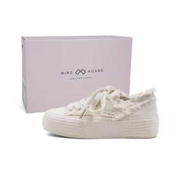 MINGKUANG Streetwear Platform Style Height Increasing Abrasion Resistant Slip Resistant Low Top Canvas Shoes Women's
