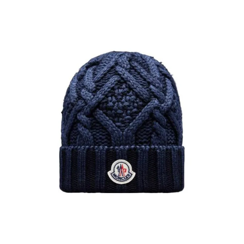 Moncler Cashmere Wool Beanies Men's Blue-0