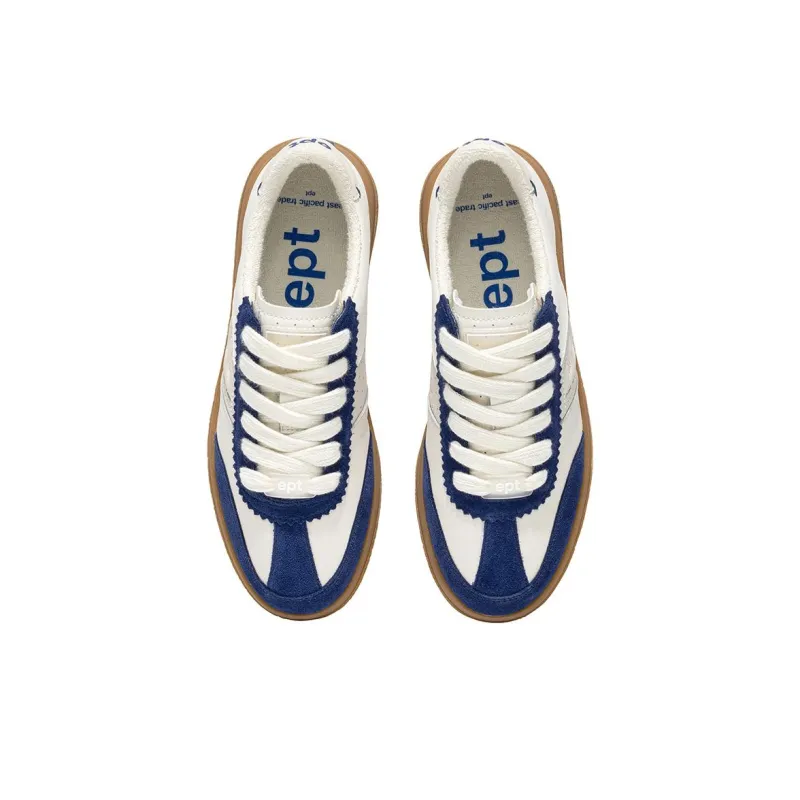 East Pacific Trade Low Top Skateboard Shoes Unisex White Blue-2
