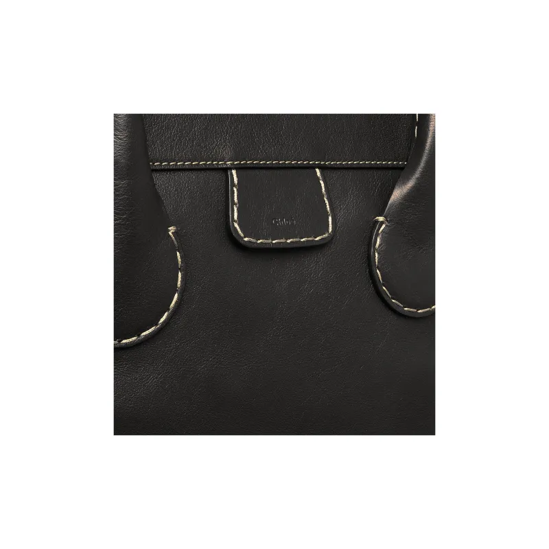 Chloe Cow Leather One Shoulder Handbags Unisex Black-3