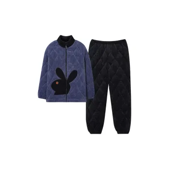 Sha Qian Pajama Set Winter Men's Gray Blue
