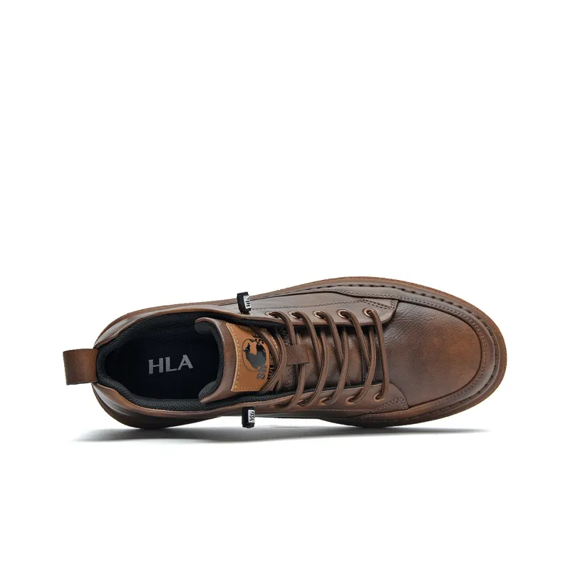 HLA Men's Casual Shoes Men Mid Top Black/Brown-13