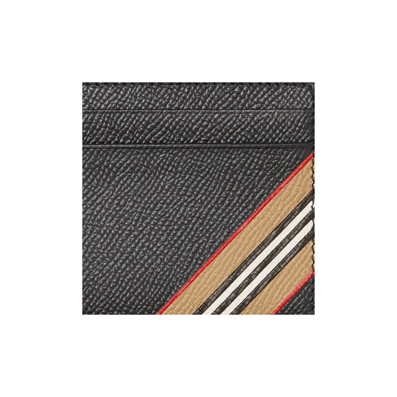Burberry Icon Stripe 4 Card Slot Card Case Black/Beige-3