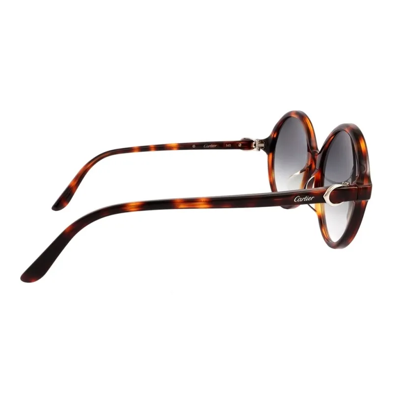 CARTIER Acetate Round Sunglasses Women's Tortoiseshell-2