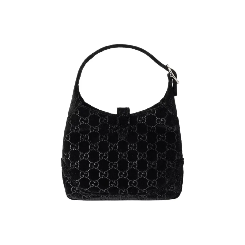 GUCCI Jackie 1961 Velvet Handbag, Shoulder Bag Women's Black-3
