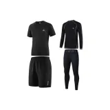 Four-piece set (black long coat + black pants + black short sleeves + black shorts)