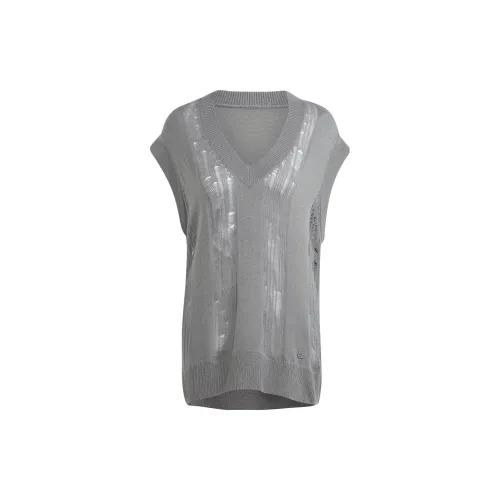 Adidas Originals DISTRESSED KNIT VEST Tank Tops Women's Gray