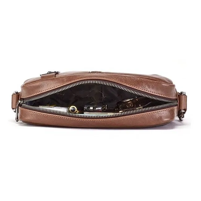 Hush Puppies Cow Leather Shoulder Bag Men's Coffee-4