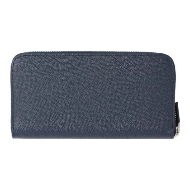 PRADA Saffiano Calfskin Wallet Men's Marine Blue & Light Gray-2