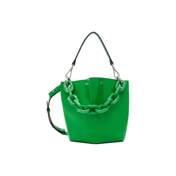 GANNI Recycled Grained Leather Bucket Bag Portable Crossbody Bag Shoulder Bag Small Size Women's Kelly Green
