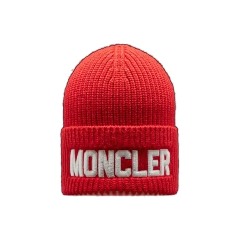 Moncler Polyester Virgin Wool Beanies Women's Red-0