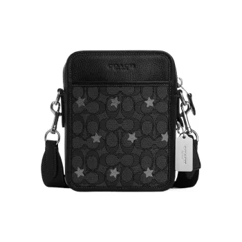 COACH Sullivan Jacquard With Leather Camera Bag Shoulder Bag Crossbody Bag Small Size Men's Charcoal Gray