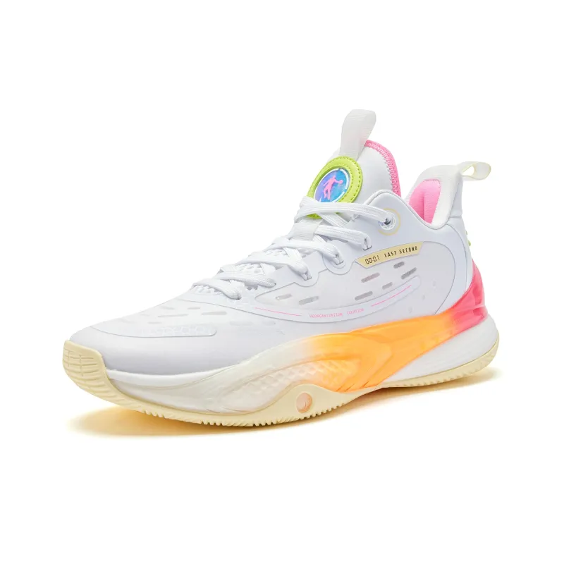 QIAODAN Killing Move 3.0 Cushioned Slip Resistant Mid Top Basketball Shoes Men's Jordan White-2