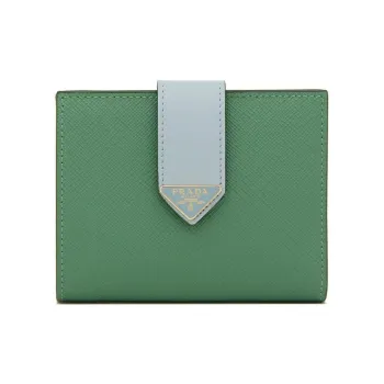 PRADA Leather Wallet Small Size Women's Green & Blue