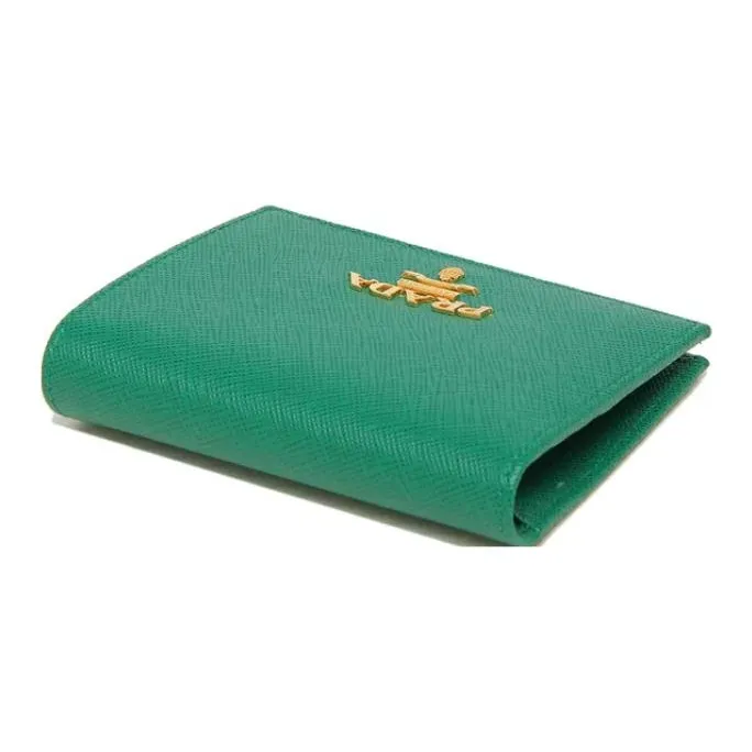 PRADA Leather Wallet Small Size Women's Green-2