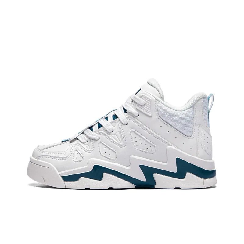 Kappa Slip Resistant Mid Top Vintage Basketball Shoes Unisex White Green-0