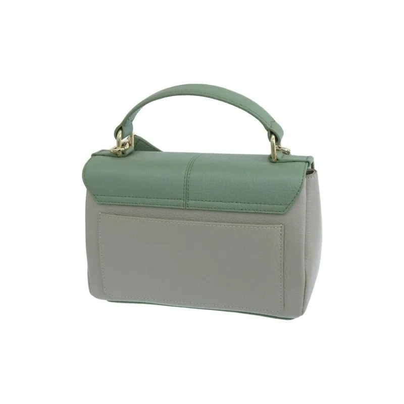 Furla Leather Shoulder Bag, Crossbody Bag, Handbag Small Size Women's Green & Marble Gray-3
