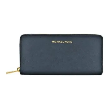 MICHAEL KORS Jet Set Travel Leather Wallet Regular Women's Navy Blue