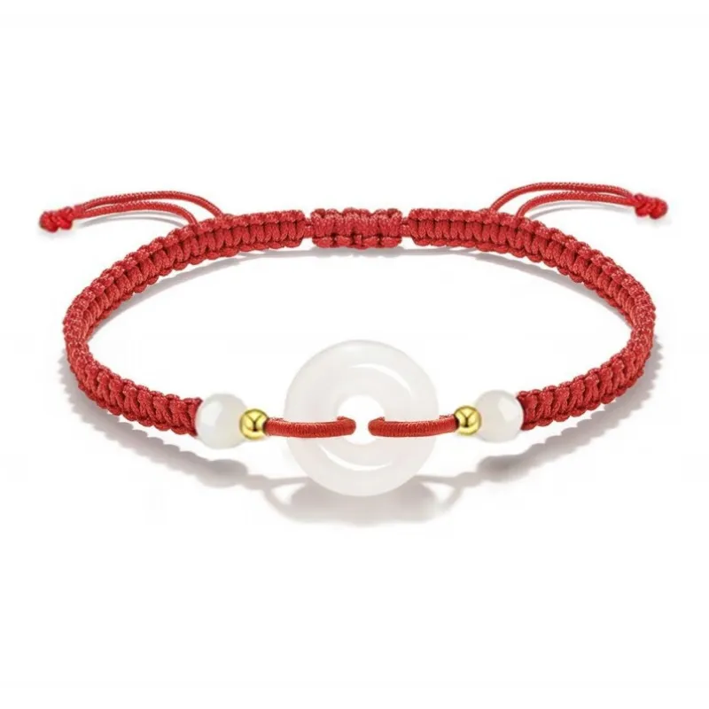 Phoenix Temple Jewelry Hetian Jade Bracelets Unisex Pale Greenish White Jade-3
