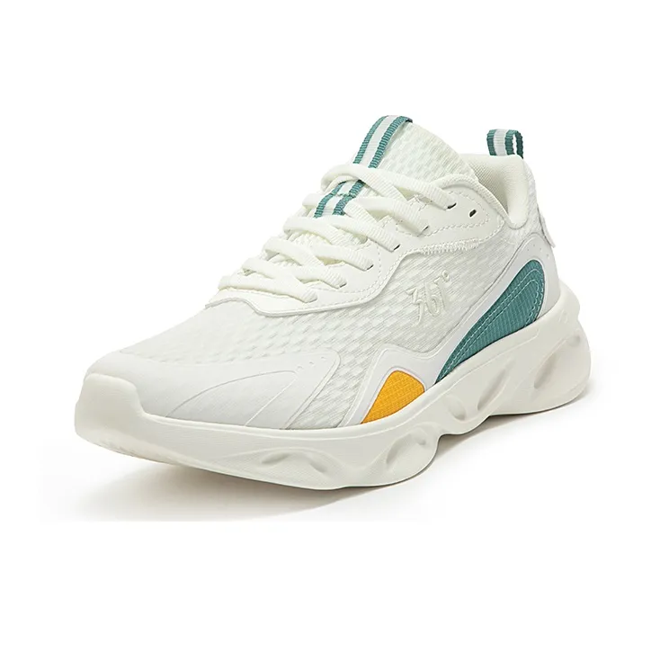 361° Light Feather Cushioning, Slip Resistant, Abrasion Resistant, Breathable Low Top Running Shoes White Green-1