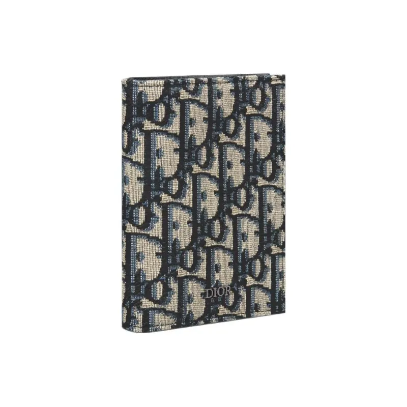 DIOR Fabric Card Holder Men's Beige & Black-1