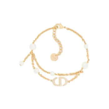 DIOR Metal, Resin Pearl, Crystal Bracelets Women's Gold