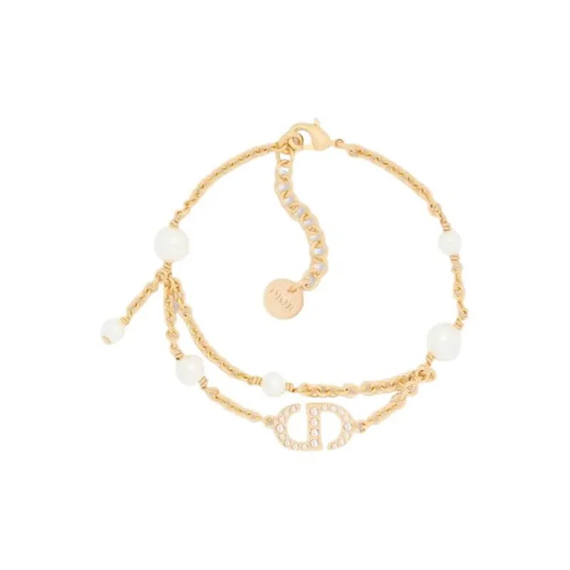 DIOR Metal, Resin Pearl, Crystal Bracelets Women's Gold-0