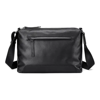 Ace Paul Litchi Grain Top Grain Cow Leather Crossbody Bag Shoulder Bag Medium Size Unisex Black