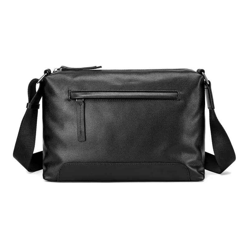 Ace Paul Litchi Grain Top Grain Cow Leather Crossbody Bag Shoulder Bag Medium Size Unisex Black-0