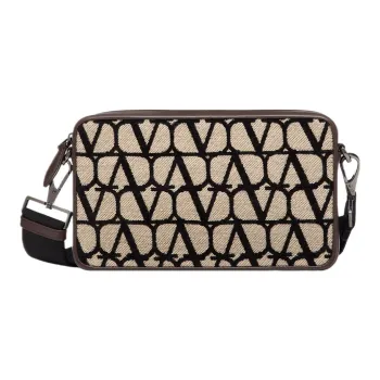 Valentino Goatskin Crossbody Bag Shoulder Bag Men's Black & Beige
