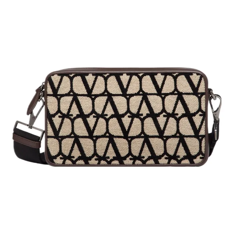 Valentino Goatskin Crossbody Bag Shoulder Bag Men's Black & Beige-0