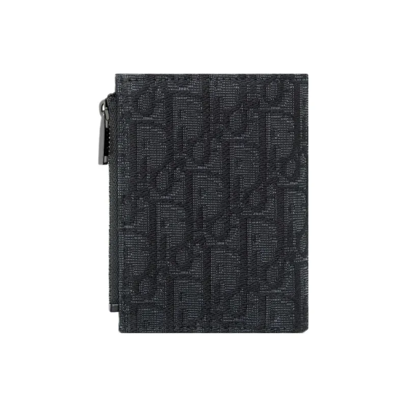 DIOR Oblique Jacquard Fabric Card Holder Men's Black-2